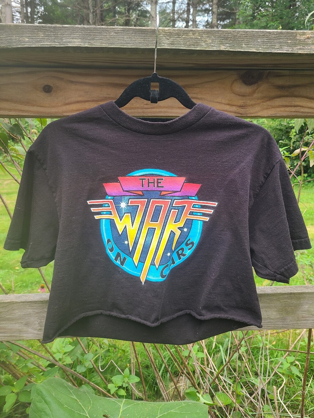 War on Cars rolled hem crop top